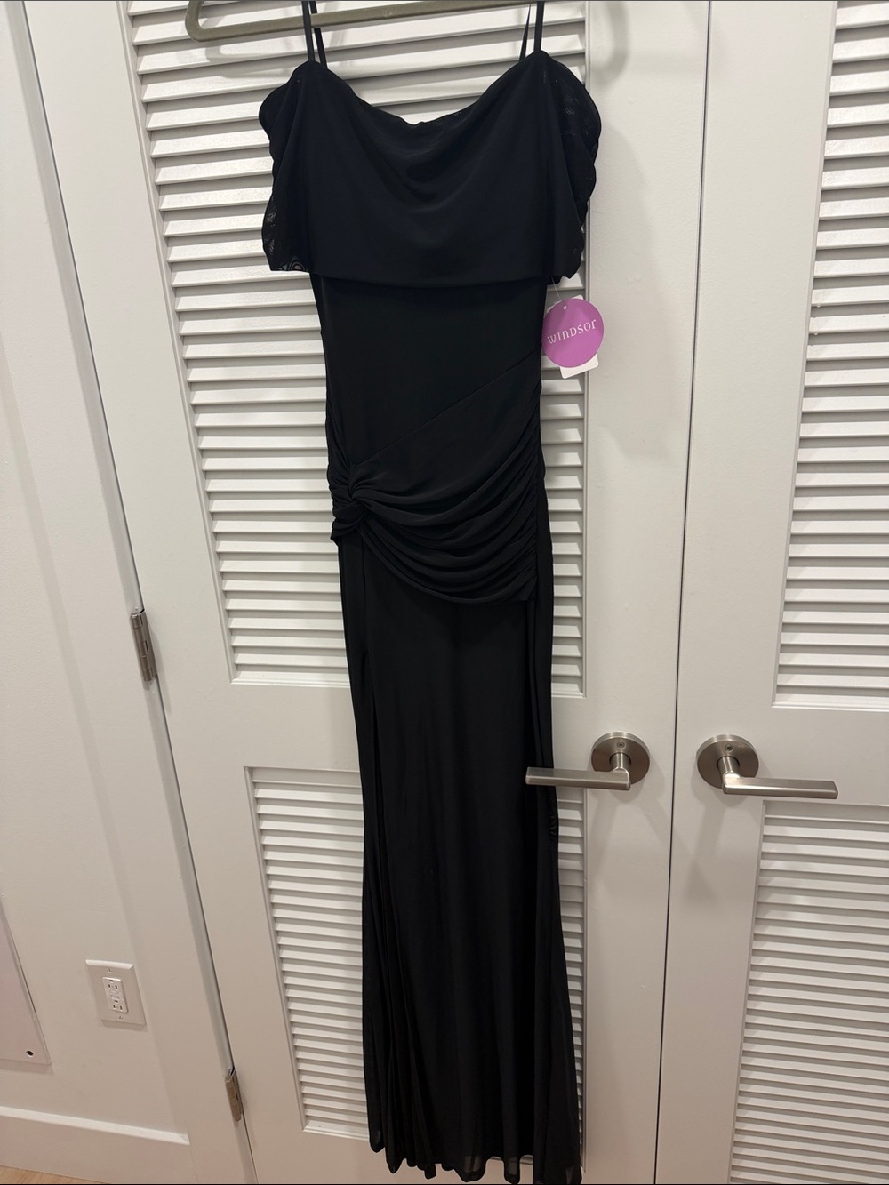 Windsor Black Draped Maxi Dress with Knot Detail